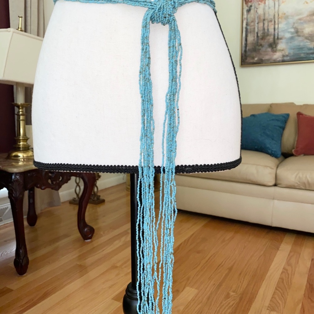 Turquoise Seed Bead Scarf Native Necklace - Picture 9 of 13